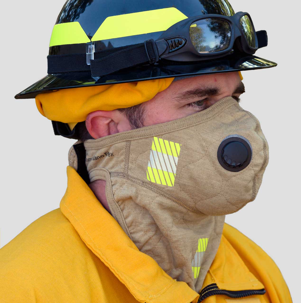 Wildland Barriaire Gold Particulate Mask with neck gaiter and 3M Trim