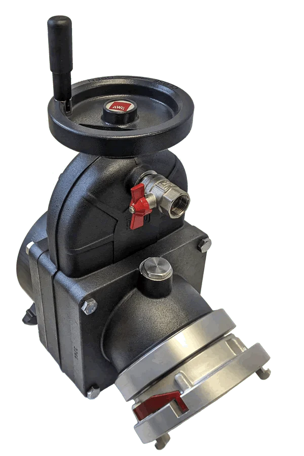 Clearance Superflow Gate Valve with 25° Elbow – 6" Female Swivel x 6" Male
