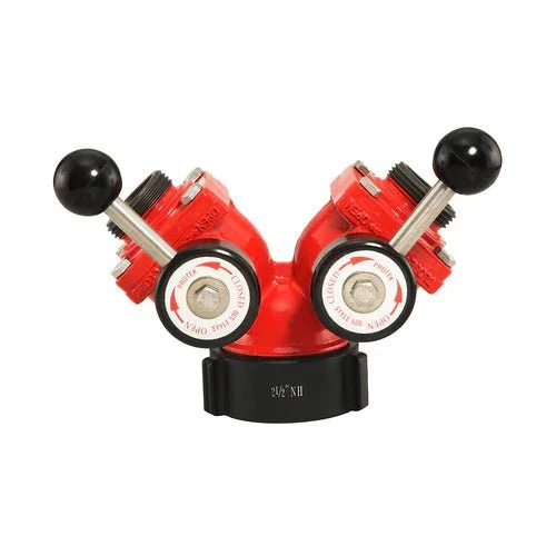 Self-Locking Leader Line Wye Valve (1) 2-1/2" Female Inlet x (2) 1-1/2" Male Outlets