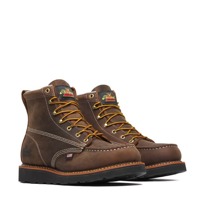Thorogood American Heritage 6″ Crazy Horse Black Heel Moc Toe - Men's