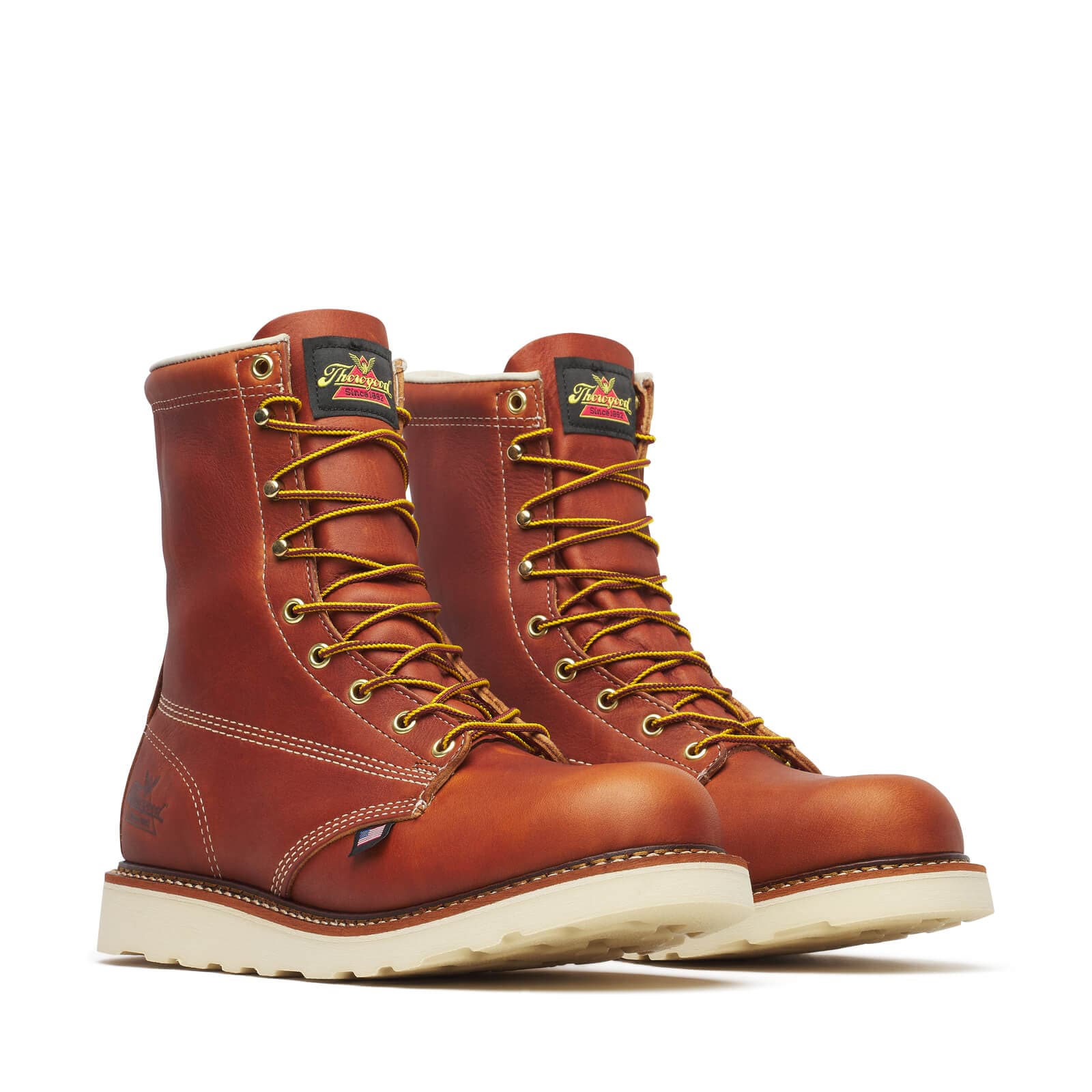 Thorogood American Heritage 8″ Tobacco Plain Toe MAXWear Wedge™ - Men's