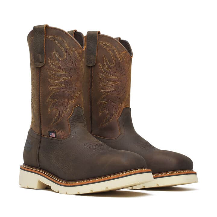 Thorogood Square Toe Wellington Pebble Bottom/Crazy Horse Upper 11″ Safety Toe - Men's