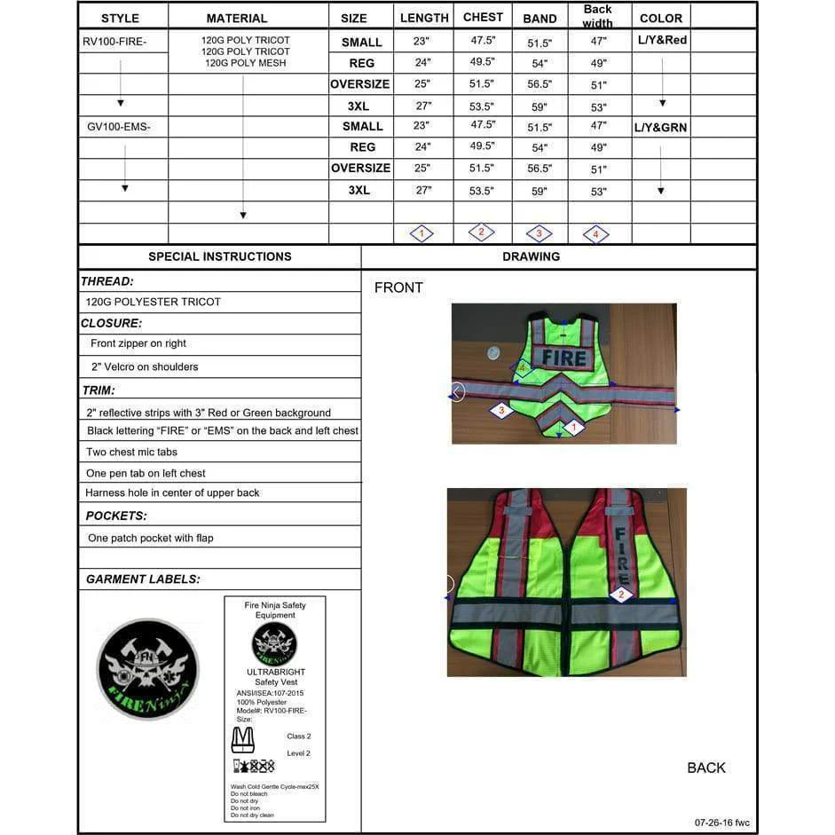 Ultra-Bright Red Fire Public Safety Vest - Image 5